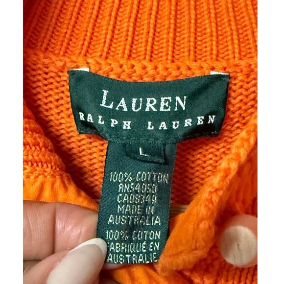Ralph Lauren Men’s Henley Neck Knit Sweater 100%bCotton Orange Size L - Picture 3 of 11
